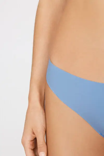 Slip Taglio Vivo in Microfibra Riciclata Donna Azzurro miniatura 3