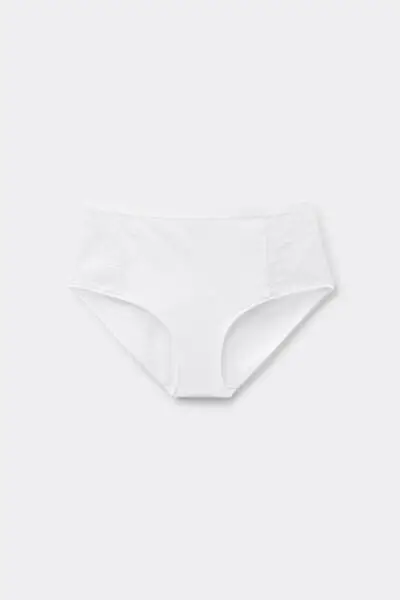 Slip Vita Alta Cotone e Pizzo Riciclato Donna Bianco