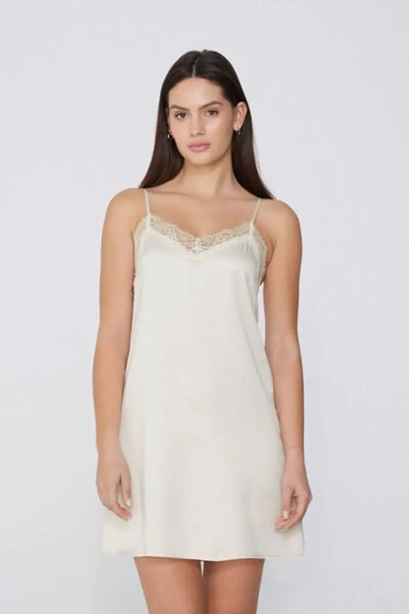 Tezenis Sottoveste Raso e Pizzo Donna Avorio Taglia L