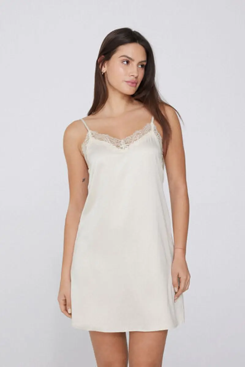 Tezenis Sottoveste Raso e Pizzo Donna Avorio Taglia L miniatura 2