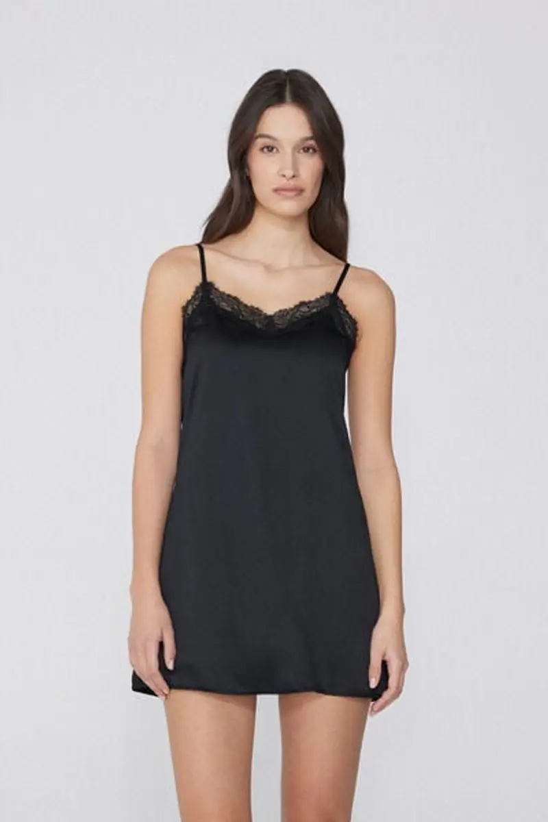 Tezenis Sottoveste Raso e Pizzo Donna Nero Taglia M