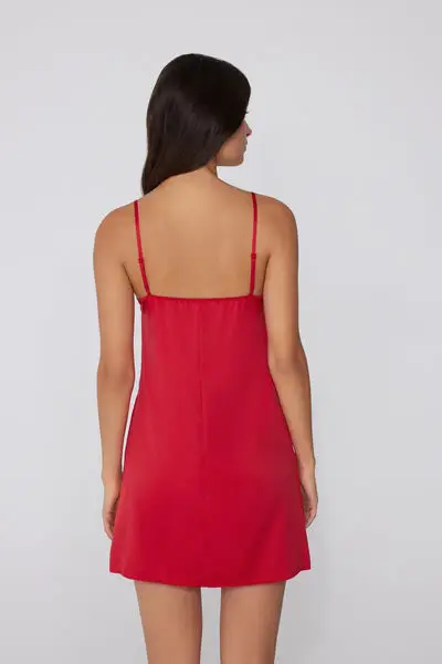 Sottoveste Raso e Pizzo Donna Rosso miniatura 2