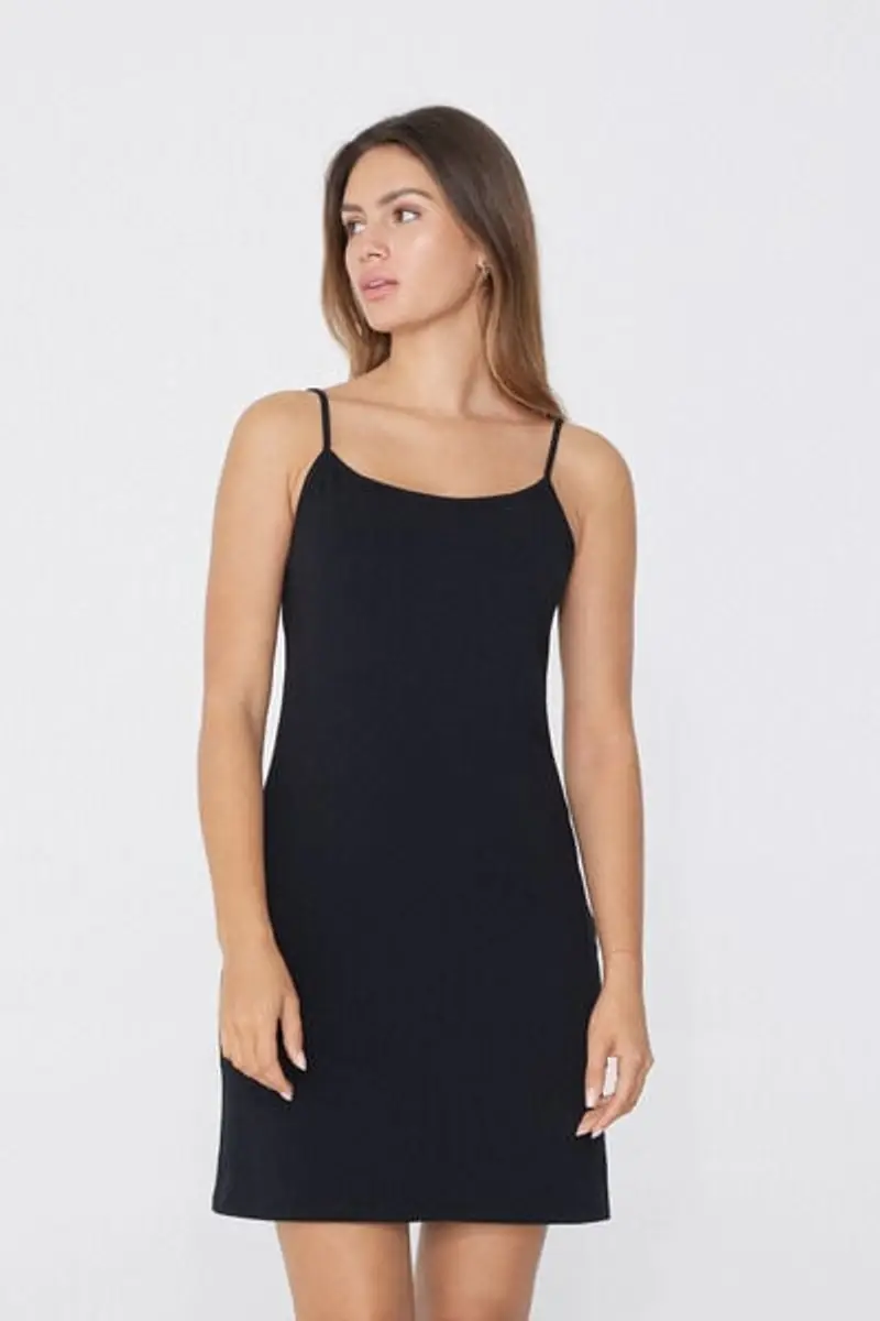 Tezenis Sottoveste Spalline Sottili in Cotone Donna Nero Taglia L