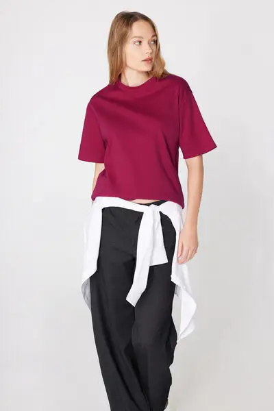 T-Shirt 100% Cotone Pesantezza Media Over Donna Rosso