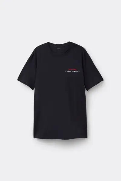 T-shirt Cotone Stampato Uomo Nero miniatura 2