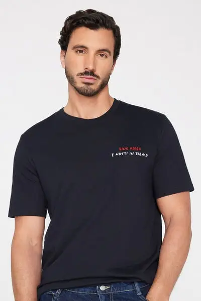 T-shirt Cotone Stampato Uomo Nero
