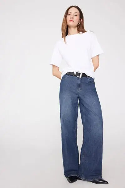 T-Shirt Girocollo in 100% Cotone Fiammato Donna Bianco