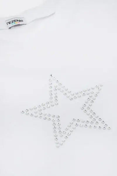 T-Shirt in Cotone Bimba con Stampa Bambina Bianco miniatura 2