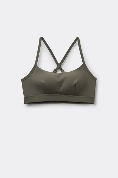 Top Sport Corto Imbottito Spalline Sottili Donna Verde miniatura 2