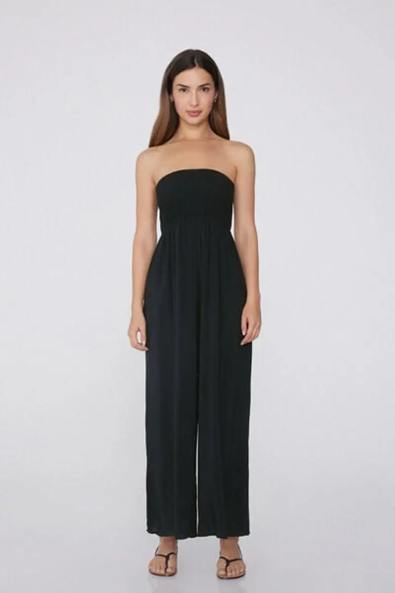 Tezenis Tuta Lunga Fascia Punto Smock Viscosa Donna Nero Taglia M