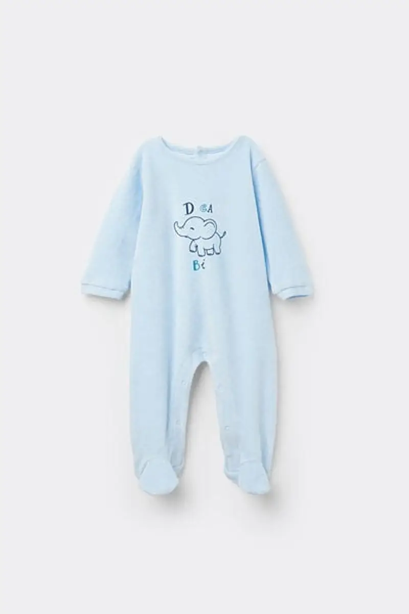 Tezenis Tutina Bebè in Ciniglia di Cotone con Piedino Azzurro Taglia 9-12