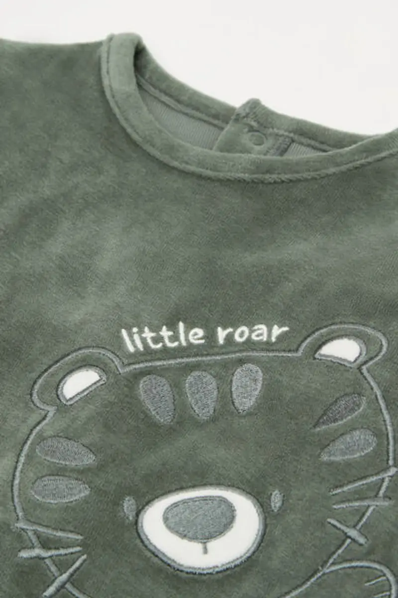 Tezenis Tutina Bebè in Ciniglia di Cotone Pesante Verde Taglia 0-3 miniatura 2