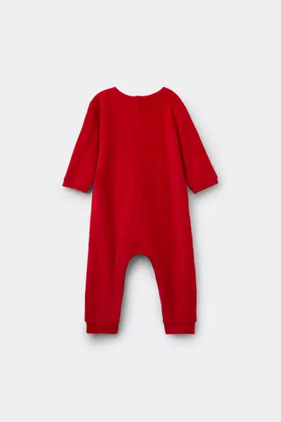 Tutina Bebè in Ciniglia di Cotone Pesante Rosso miniatura 2