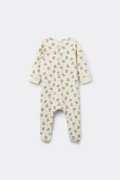 Tutina Bebè Manica Lunga 100% Cotone con Piedino Avorio miniatura 2