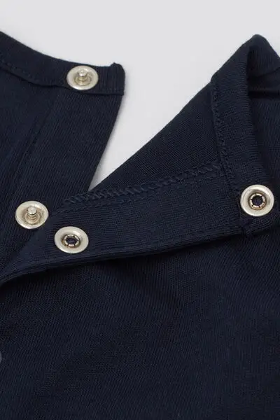 Tutina Bebè Manica Lunga 100% Cotone con Piedino Blu miniatura 3