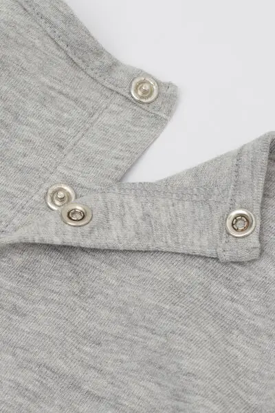 Tutina Bebè Manica Lunga 100% Cotone con Piedino Grigio miniatura 3