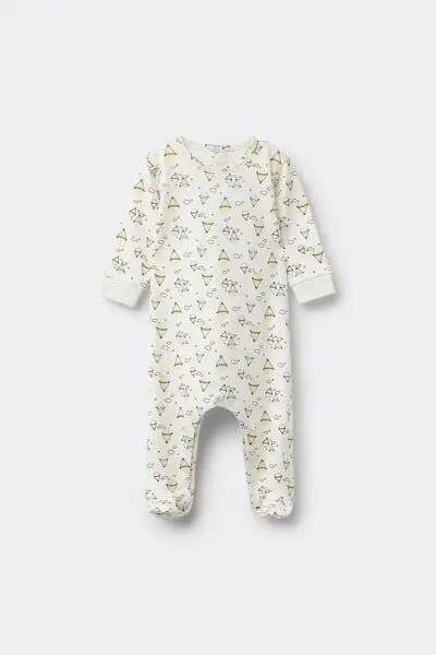 Tutina Bebè Manica Lunga 100% Cotone con Piedino Stampa