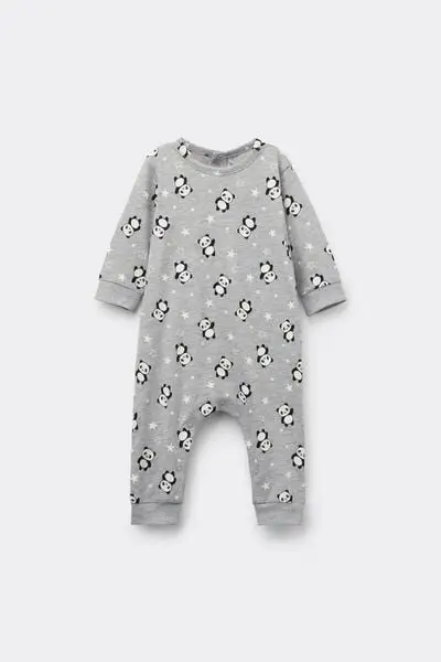 Tutina Bebè Manica Lunga in 100% Cotone Grigio (56 cm)