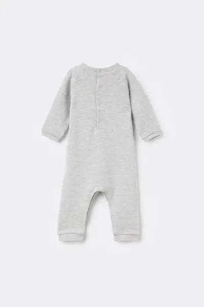 Tutina Bebè Manica Lunga in Felpa di Cotone Pesante Grigio miniatura 2