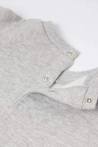 Tutina Bebè Manica Lunga in Felpa di Cotone Pesante Grigio miniatura 3