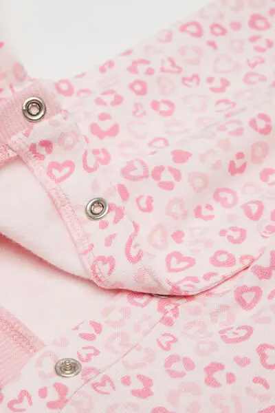 Tutina Bebè Manica Lunga in Felpa di Cotone Pesante Rosa miniatura 3