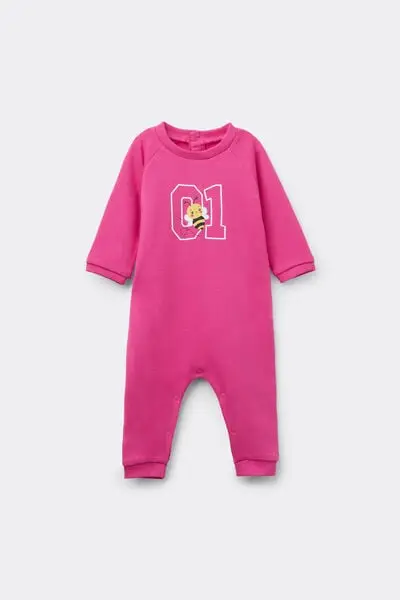 Tutina Bebè Manica Lunga in Felpa di Cotone Pesante Rosa