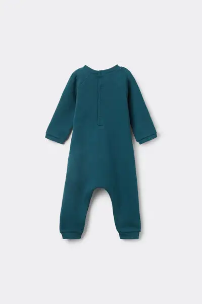 Tutina Bebè Manica Lunga in Felpa di Cotone Pesante Verde miniatura 2