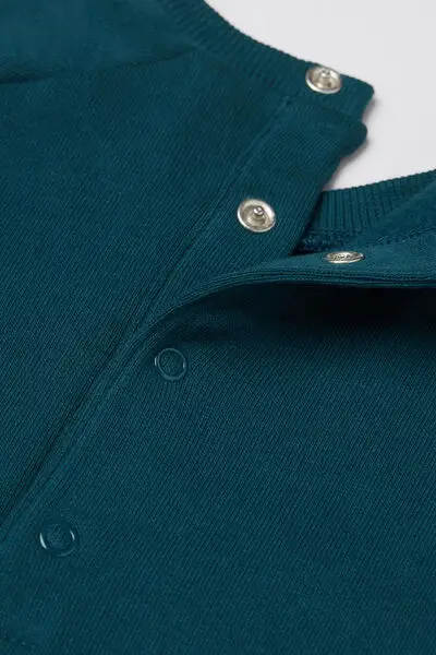 Tutina Bebè Manica Lunga in Felpa di Cotone Pesante Verde miniatura 3