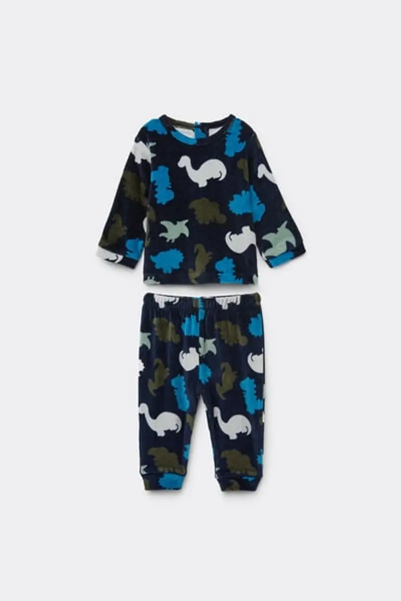 Tezenis Tutina Spezzata Bebè in Ciniglia Cotone Pesante Blu Taglia 0-3