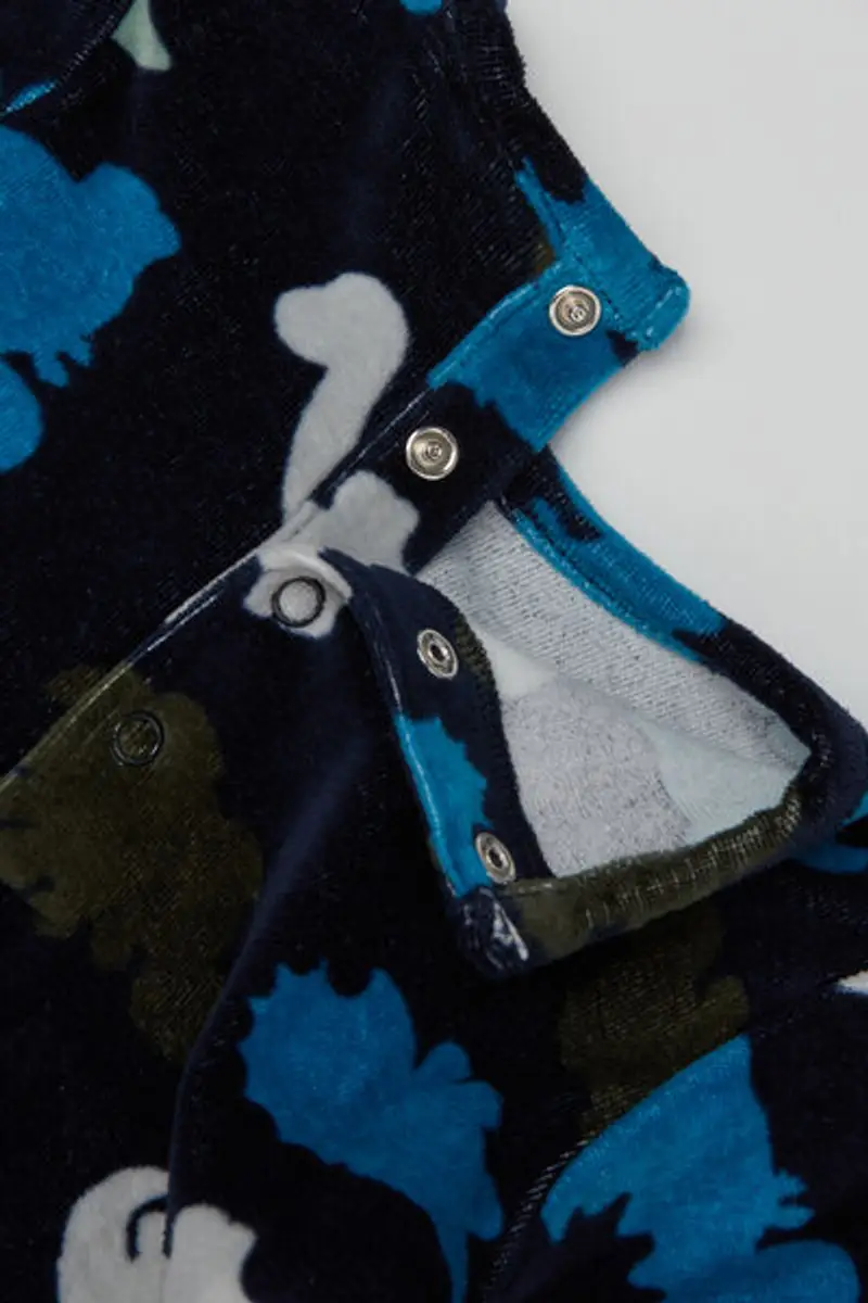 Tezenis Tutina Spezzata Bebè in Ciniglia Cotone Pesante Blu Taglia 0-3 miniatura 2