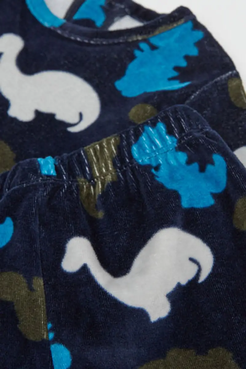 Tezenis Tutina Spezzata Bebè in Ciniglia Cotone Pesante Blu Taglia 0-3 miniatura 3