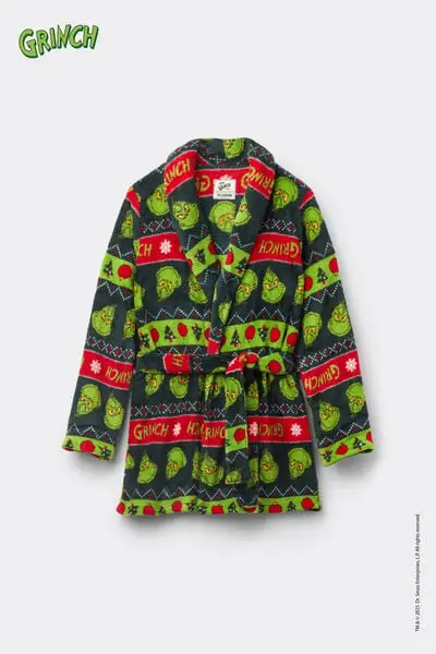 Vestaglia Pile Leggero Grinch Natale Bimbi Unisex Unisex Nero