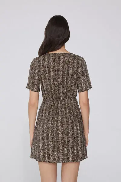 Vestito Mezza Manica in Viscosa con Nodo Donna Animalier miniatura 2