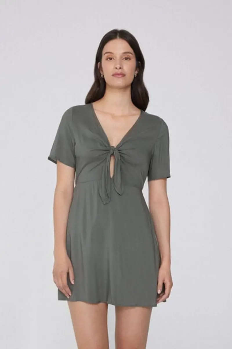 Tezenis Vestito Mezza Manica in Viscosa con Nodo Donna Verde Taglia L