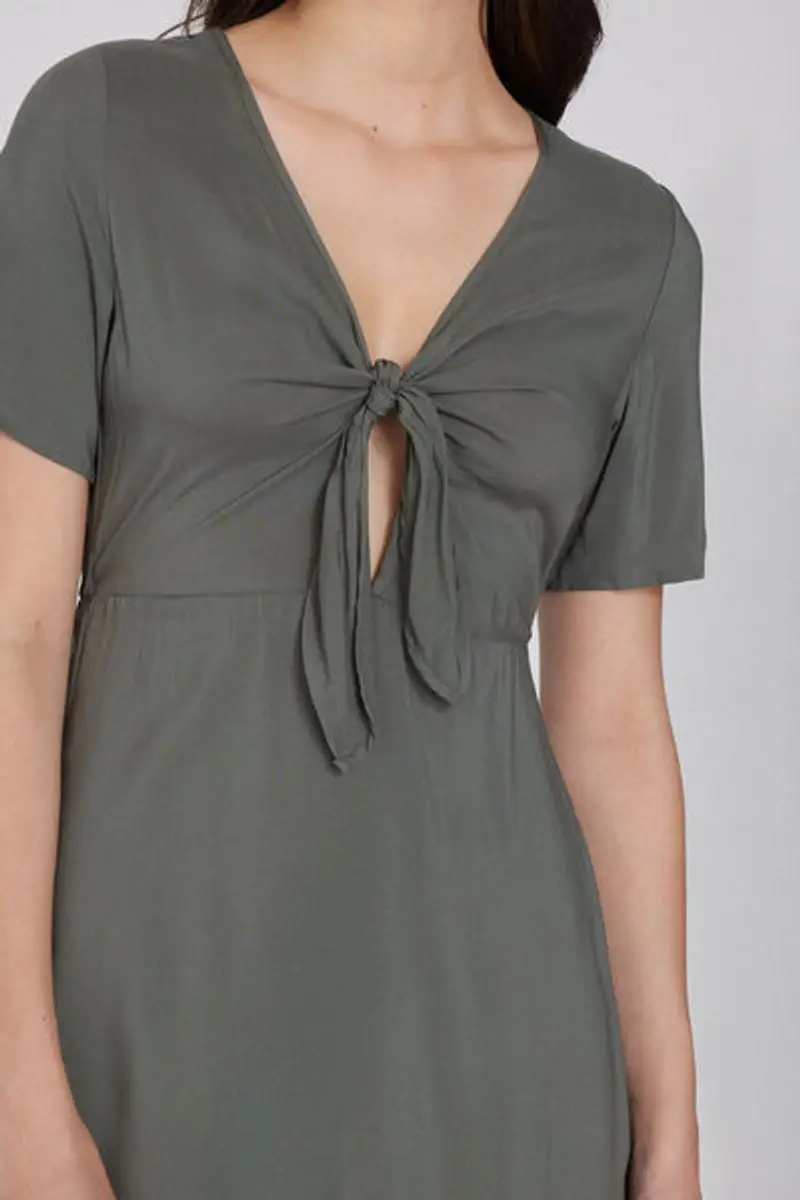 Tezenis Vestito Mezza Manica in Viscosa con Nodo Donna Verde Taglia L miniatura 3