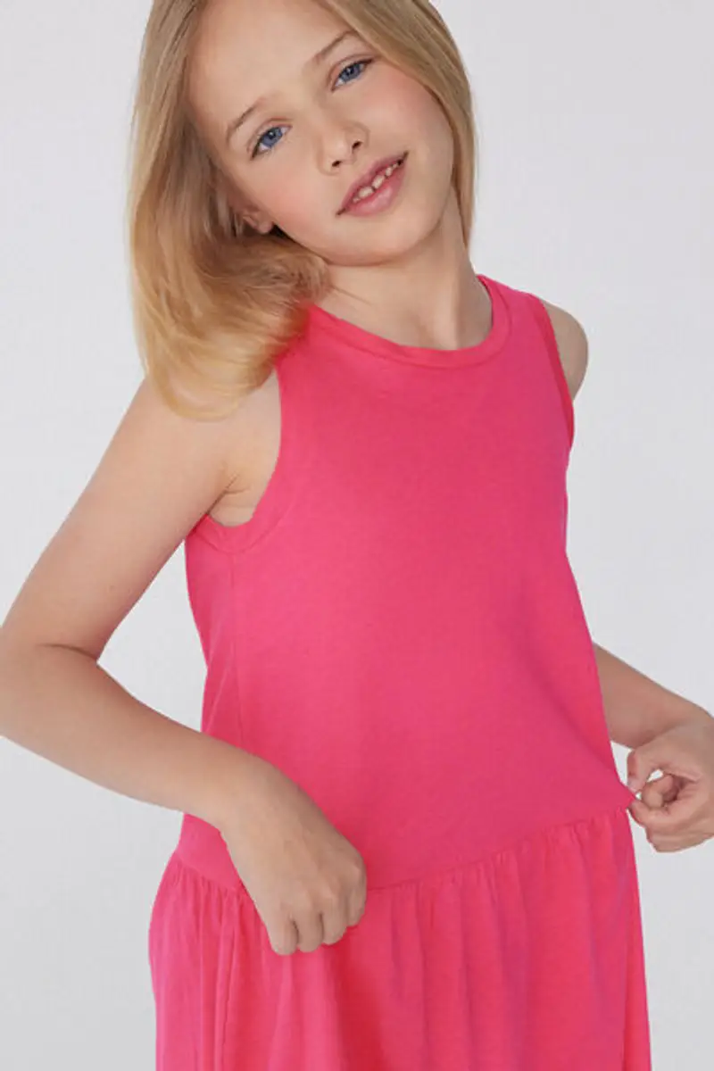 Tezenis Vestito Spalla Larga in Cotone con Balza Bimba Bambina Rosa Taglia 10-11 miniatura 3