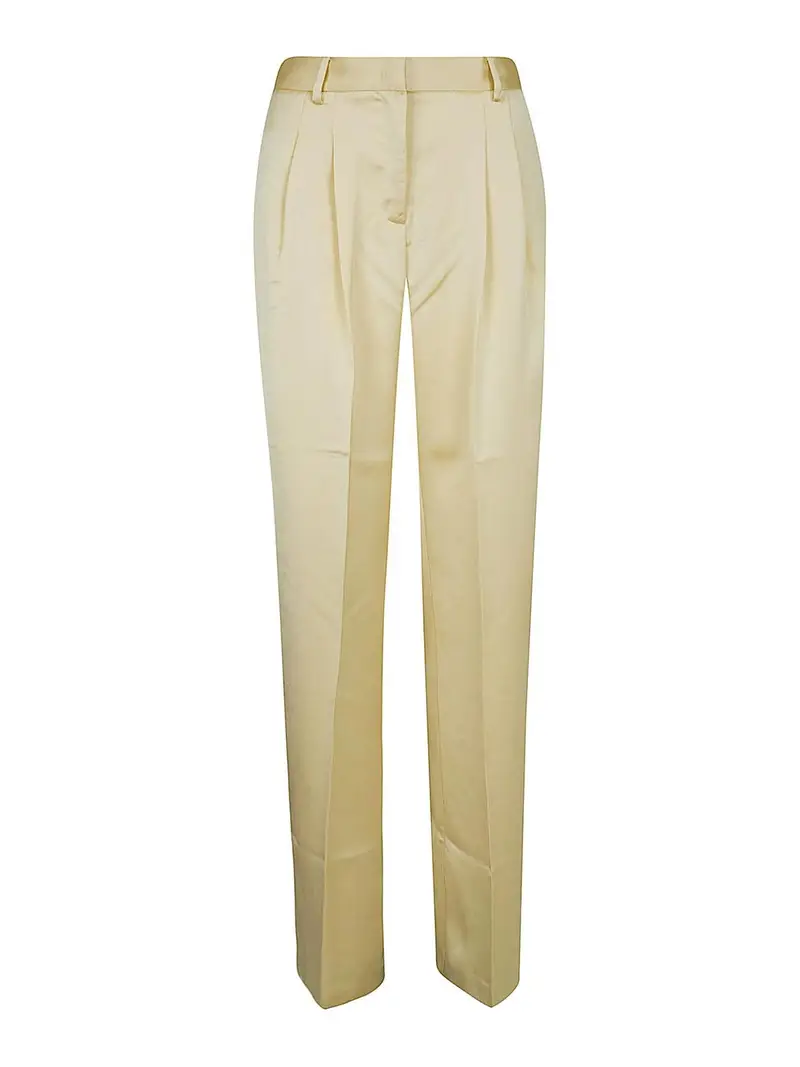 Nathalie - Pantaloni a vita alta Crema