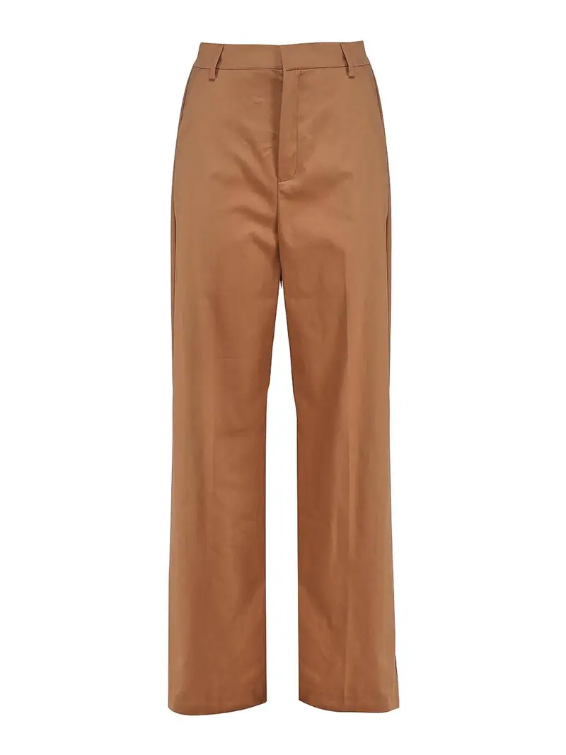 Pantaloni in cotone a vita alta Marrone