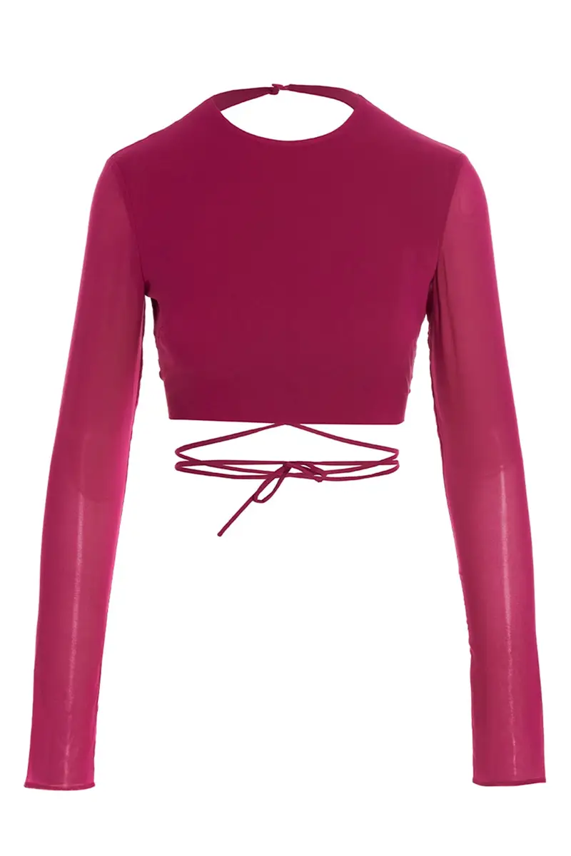 Top Cropped Georgette Fuxia