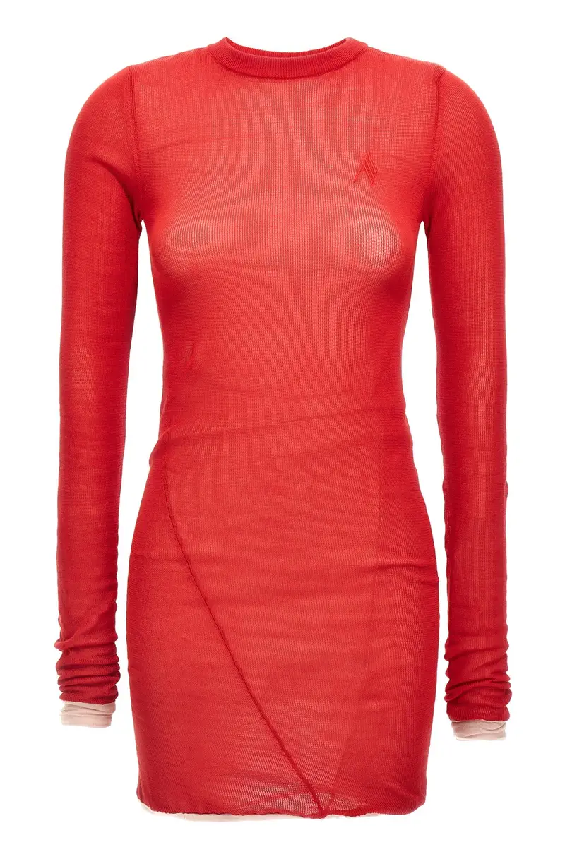 Abito Mini Bimateriale Rosso