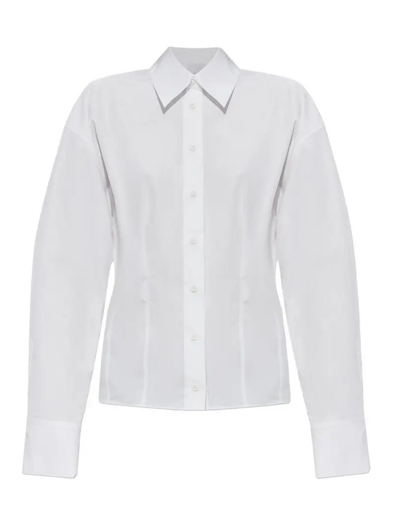 Camicia aderente in cotone bianco