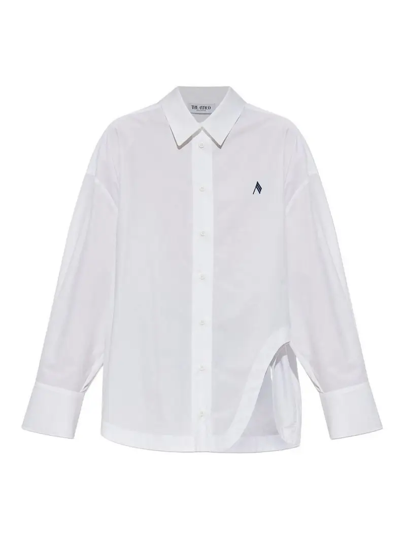 Camicia di cotone logo Bianco