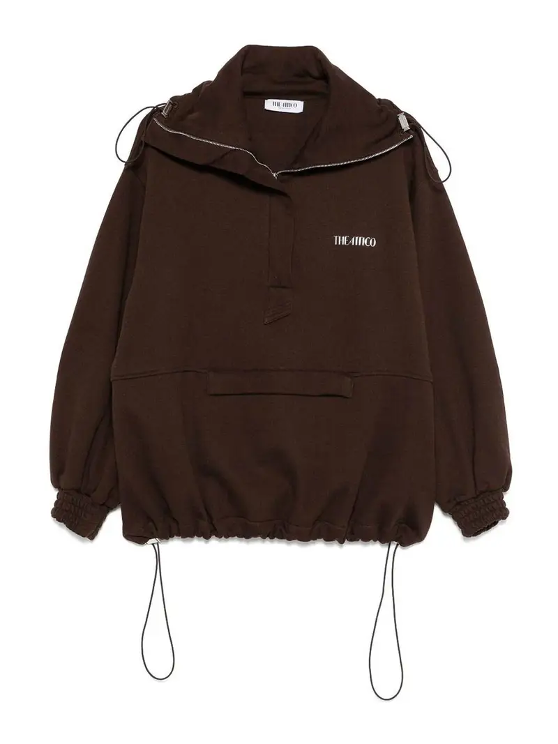 Felpa di cotone logo Marrone