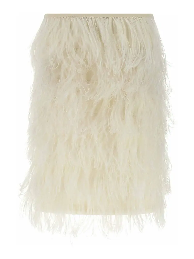 Gonna in piume di struzzo Bianco