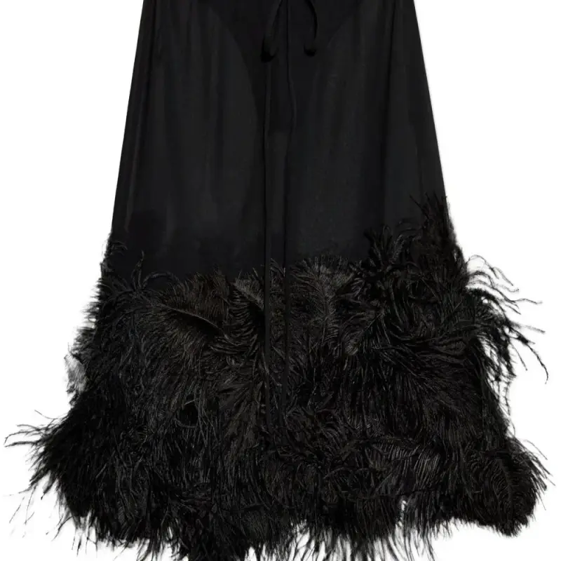 Gonna in tulle con piume NERO miniatura 2