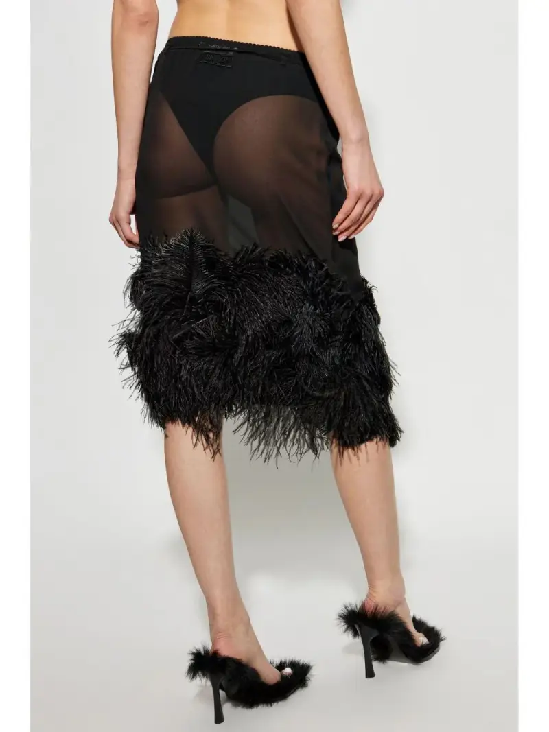 Gonna in tulle con piume NERO miniatura 3