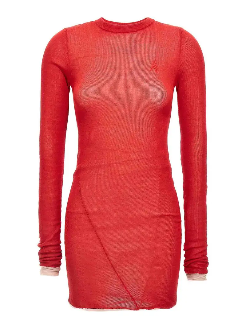 Minidress a due materiali Rosso