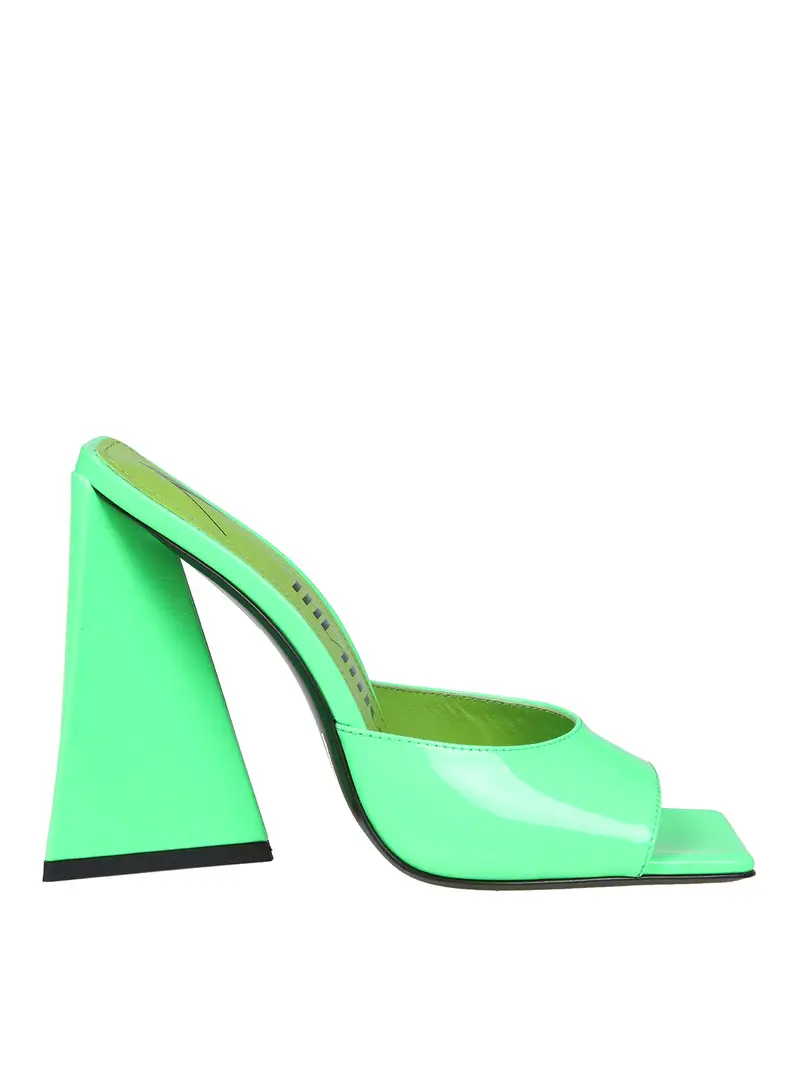 Mule in vernice verde neon