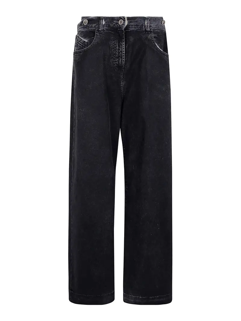 Pantaloni lunghi in tela spalmata opaca Blu