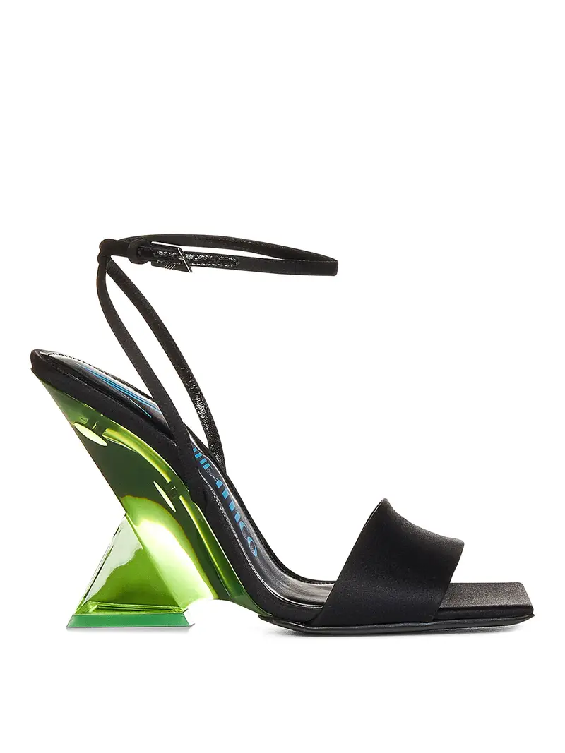 Sandali in pelle con tacco trasparente Nero